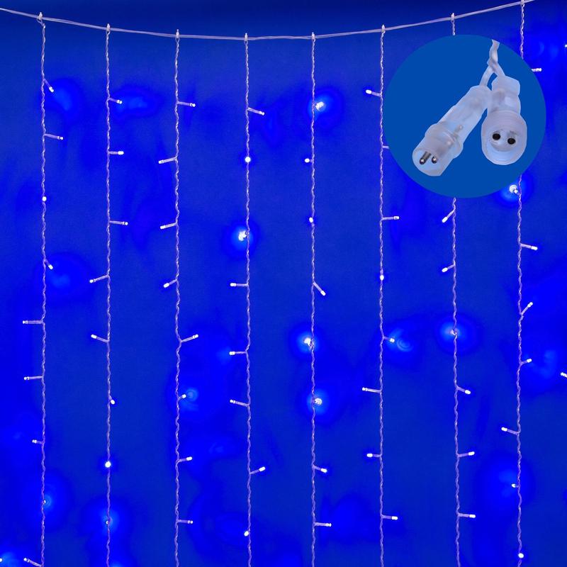 Занавес LED со статическим свечением ULD-C3020-240/STK BLUE IP44 3х2м соед. 240 диодов син. свет провод прозр. Uniel UL-00007211