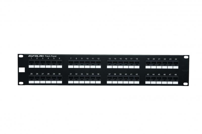 Патч-панель 19дюйм моноблочная кат.6 UTP 2U 48 портов черн. Eurolan 27B-U6-48BL