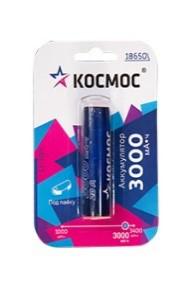Аккумулятор Li-ion 18650 3000мА.ч без защиты с выводами под пайку КОСМОС KOC18650Li30PABL1