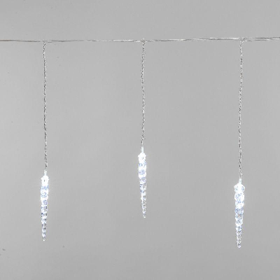 Гирлянда светодиодная "Айсикл" (бахрома) "Сосульки" 1.5х0.25м 10LED бел. 0.51Вт IP20 провод прозр. Neon-Night 303-068
