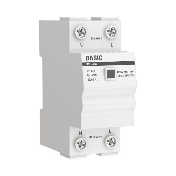 Реле напряжения RVb-40A (сквозное подкл.) Basic EKF rvb-40a