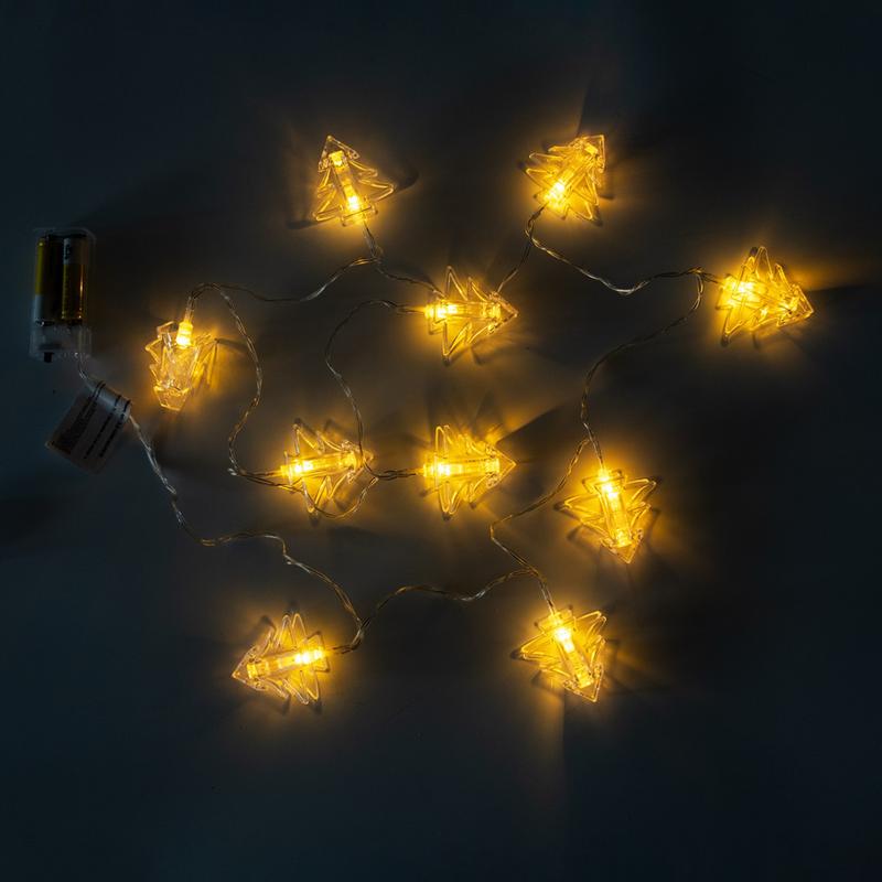 Гирлянда светодиодная "Елочка" ILD-10WW-BO-PNTR 1.4м 10LED IP20 элементы питания 2хAA SHLights 4690601047243