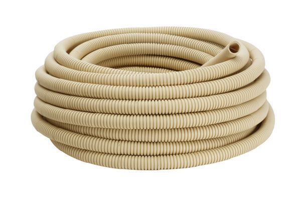 Труба гофрированная ПВХ d25мм с протяжкой свет. дерево (уп.25м) Plast PROxima EKF tg-z-25w
