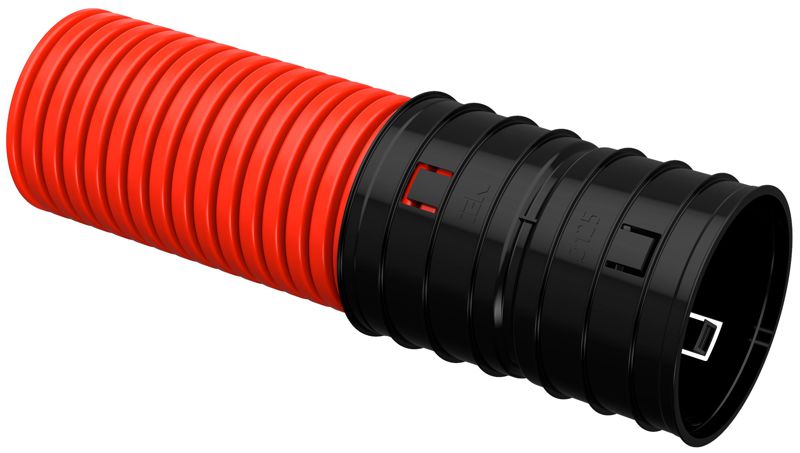 Труба гофрированная двустенная ПНД жесткая d125мм (уп.6м) ELASTA IEK EA-TG13-2-1-2-125-006-K04