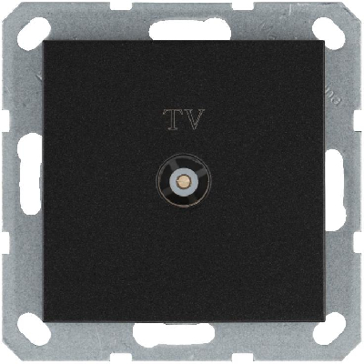 Розетка телевизионная проходная TV Ф9.5мм механизм антрацит Jasmart G6002B