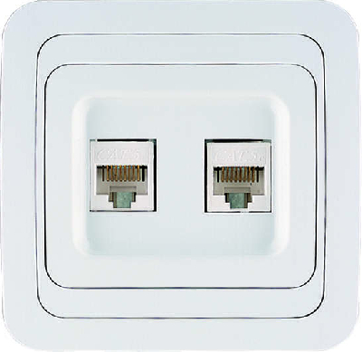 Розетка компьютерная 2-м СП Mimoza 16А IP20 кат.5 бел. Makel 12036