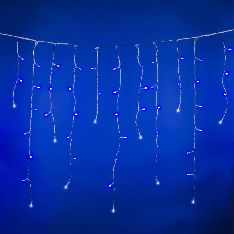 Гирлянда светодиодная "Бахрома" ULD-B3007-200/TTK BLUE-WHITE IP44 3м 200LED син./бел. с эффектом мерцания соединяемая провод прозр. Uniel UL-00007210