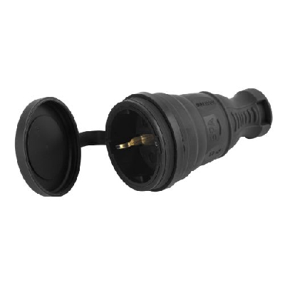 Разъем прямой 16А IP44 с заземл. каучук. черн. R8-B-IP44 Эра Б0044541