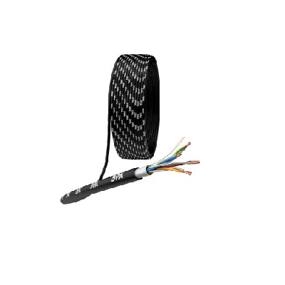 Кабель витая пара F/UTP кат.5E 4х2х24AWG solid CU PE Outdoor черн. (м) F-4-PE Эра Б0044689