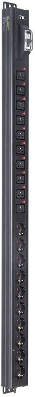 Блок распределения питания BASE PDU PV1101 24U 1ф 16А 10SCHUKO 10C19 без каб. ITK BS-PV70-10D-10C19-11