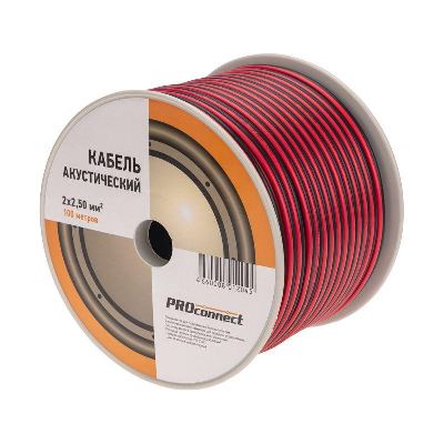 Кабель Stereo 2х2.5 красн./черн. бухта (м) PROCONNECT 01-6108-6