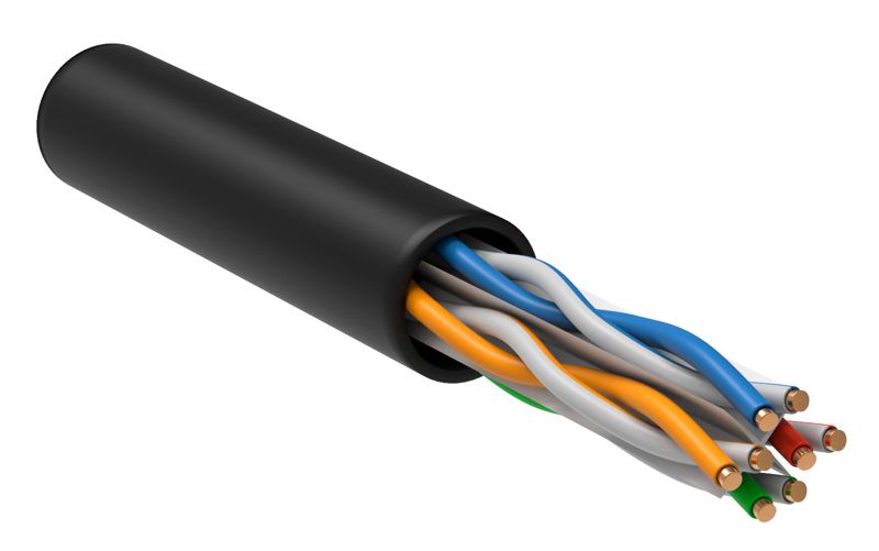 Кабель витая пара U/UTP кат.6 4х2х23AWG solid LSZH черн. (305м) (м) ITK LC3-C604-129