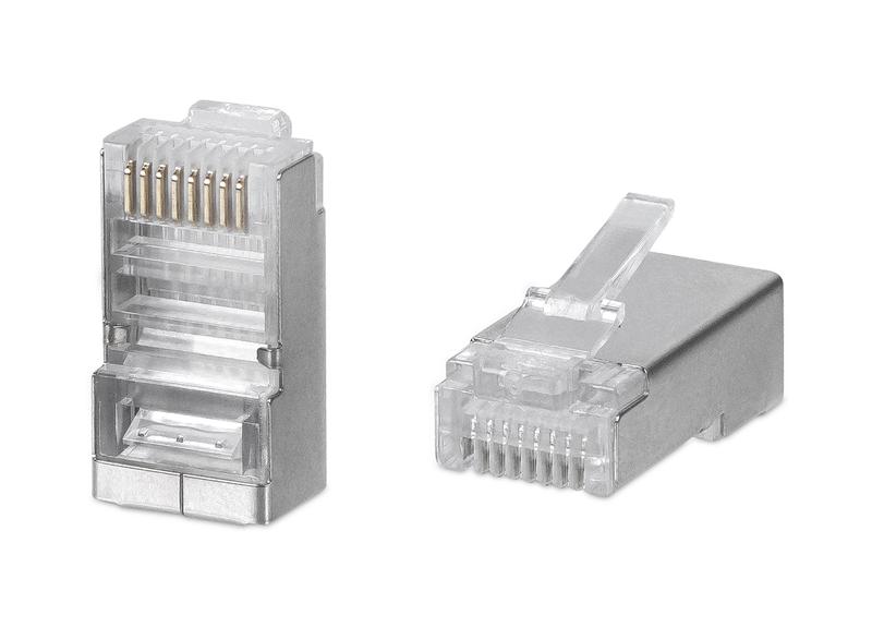 Коннектор RJ45 8P8C-SH под витую пару кат.5E экранир. универс. для ОЖ и МЖ кабеля для проводников с толщ. по изоляции до 1.05мм Cabeus 7010c