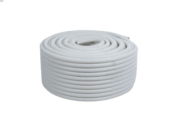 Труба гофрированная ПВХ d25мм с протяжкой бел. (уп.50м) Plast PROxima EKF tg-z-25-50-white