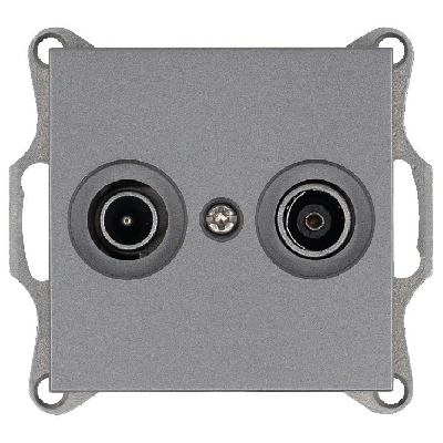 Розетка телевизионная проходная TV + FM 2-м Ф9.5мм механизм алюм. Jasmart G6205S