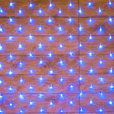 Гирлянда светодиодная "Сеть" 1.5х1.5м 150LED син. 12Вт IP20 провод ПВХ прозр. Neon-Night 215-123