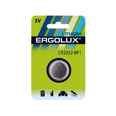 Элемент питания литиевый CR2032 BL-1 (блист.1шт) 3В Ergolux 15076