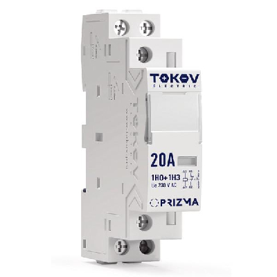 Контактор модульный 18мм 20А 230В АС 1НО 1НЗ PRIZMA TOKOV ELECTRIC TKE-PZ-MC-1-20-230-11