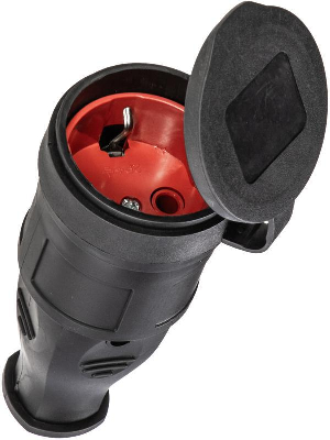Розетка 16А IP44 прямая с заземл. каучук черн. КОСМОС RKsm-Z-IP(B)16A