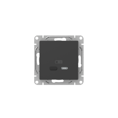 Розетка СП Эпика USB-С быстрая механизм черн. EKF UP1-SOB-USBCF