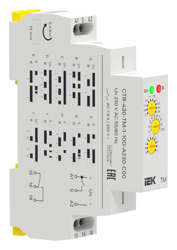 Реле времени TM 230В AC 1 контакт многофункц. IEK CTR-430-TM-1-10D-A230-C00
