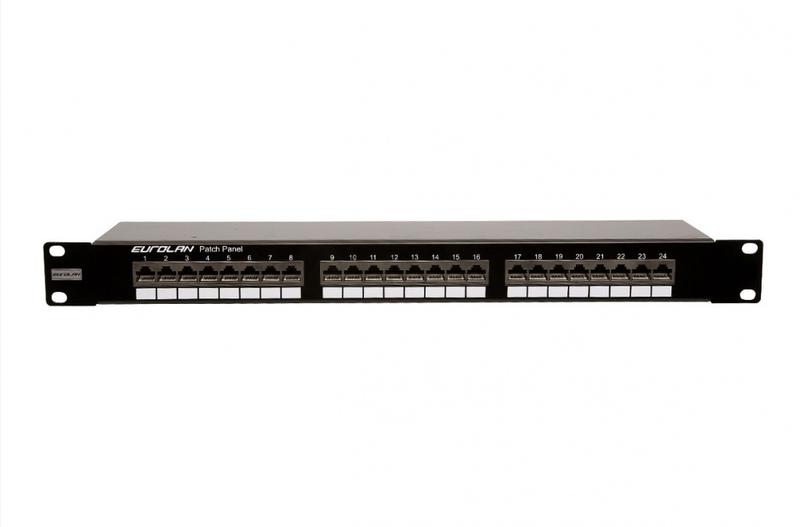 Патч-панель 19дюйм моноблочная кат.5E FTP 1U 24 порта черн. Eurolan 27B-F5-24BL
