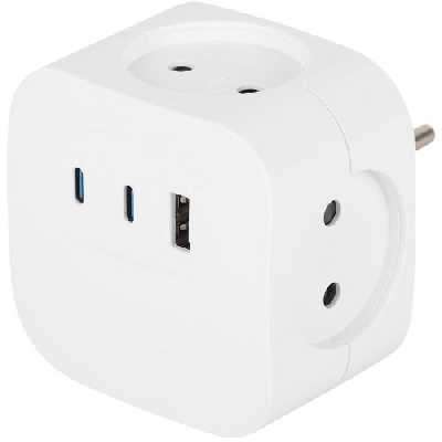 Разветвитель 4-м SP-4-3USBAC-W + 3 USB A+C со шторками 10А бел. Эра Б0069083