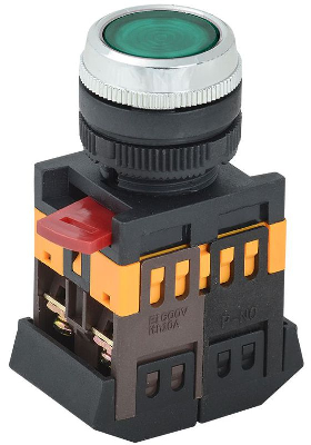 Кнопка ABLFS-22 d22мм 1НО+1НЗ 240В неон зел. GENERICA BBT30-ABLFS-K06