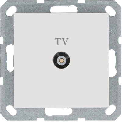 Розетка телевизионная проходная TV Ф9.5мм механизм бел. глянцевый Jasmart G6002W