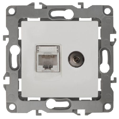 Розетка компьютерная + телевизионная Эра12 12-3110-01 RJ45 + TV IP20 бел. Эра Б0027441
