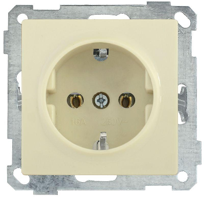 Розетка 1-м СП Bolero РС11-1-0-Б 16А IP20 с заземл. механизм крем. IEK ERB11-K33-16
