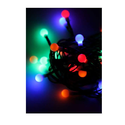 Гирлянда декоративная "Маленькие шарики cherry" 30LED 4.4м (2.9+1.5м) зел. провод IP20 мультиколор Космос KOC_GIR30LEDBALL_RGB