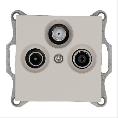 Розетка телевизионная оконечная TV + FM + SAT 3-м Ф9.5мм механизм тауп Jasmart G6206T