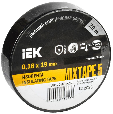 Изолента ПВХ 0.18х19мм черн. (рул.20м) IEK UIZ-20-10-K02