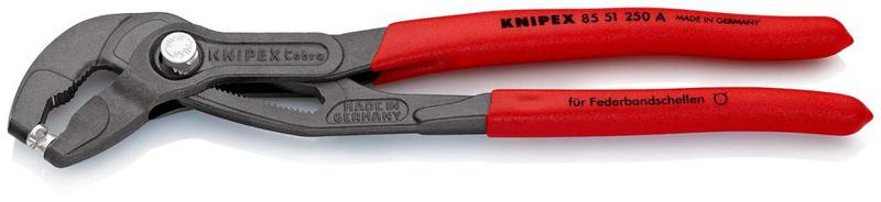 Щипцы для хомутов пружинных d 70мм диапазон зажима > 40мм L-250мм Cr-V сер. Knipex KN-8551250A