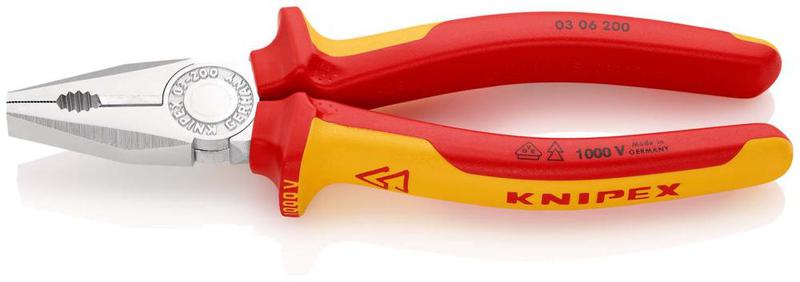 Плоскогубцы комбинированные VDE L-200мм диэлектрические хром. Knipex KN-0306200