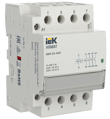 Контактор модульный KMR 63А 230В AC 4НО ARMAT IEK AR-KMR10-063-40-230