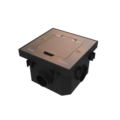 Лючок MultiDesk MDK20 на 2мод. IP44 с монтажной коробкой для бетонных полов медь SE MDK20202CC