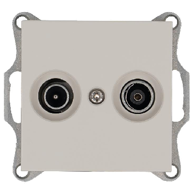Розетка телевизионная проходная TV + FM 2-м Ф9.5мм механизм тауп Jasmart G6205T