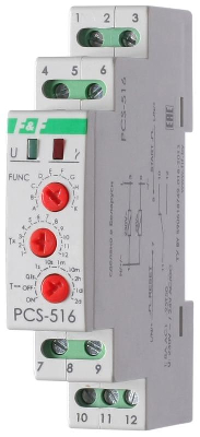 Реле времени PCS-516 (многофункц. (вход: START/RESET) 230В 8А 1перекл. IP20 монтаж на DIN-рейке)(аналог РВО-1М) F&F EA02.001.013