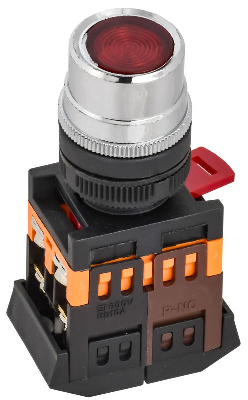 Кнопка ABLF-22 d22мм 1НО+1НЗ 240В неон красн. GENERICA BBT10-ABLF-K04