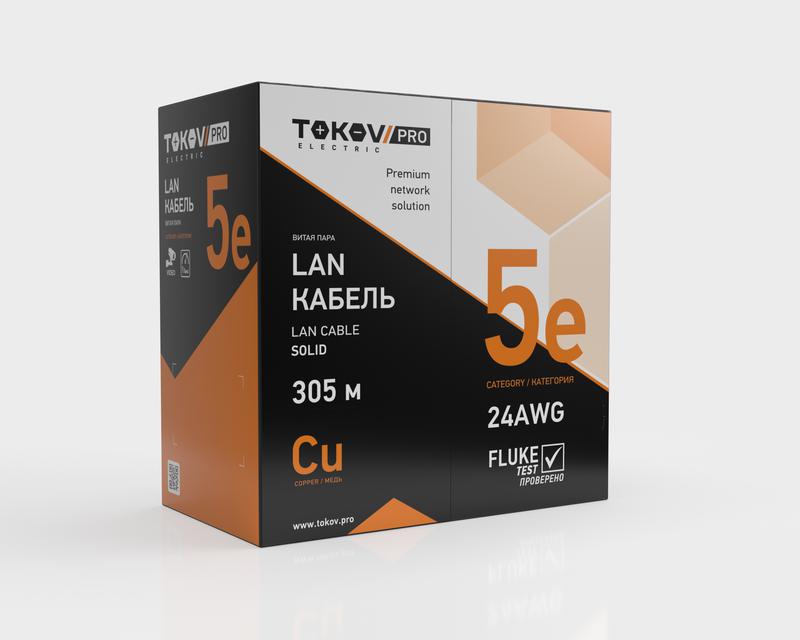 Кабель витая пара U/UTP 4х2х24AWG(0.51мм) кат.5E нг(А)-HF (LSZH) indoor Fluke tested 305м (м) PRO TOKOV ELECTRIC TKP-C06-U42-5E-305-LSZH