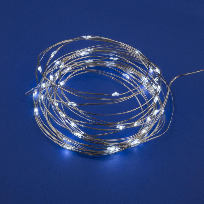 Гирлянда LED на батарейках ULD-S0500-050/SCB/2AA WHITE IP20 DEW 2AA (не в/к) "Роса" 5м 50 диодов бел. свет провод медн. Uniel UL-00007184