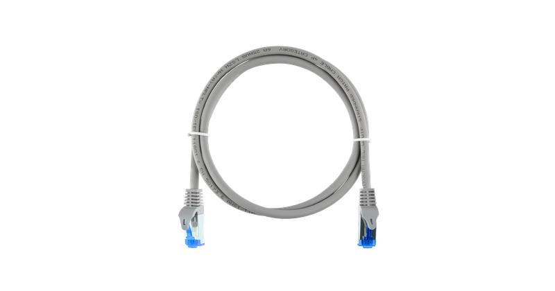 Шнур коммутационный F/UTP 4 пары кат.6 (Класс E) 250МГц 2хRJ45/8P8C T568B заливной с защитой защелки мж BC (чистая медь) 26AWG (7х150мм) LSZH нг(А)-HFLTx свет./сер. 1м NIKOMAX NMC-PC4SE55B-ES-010-C-GY
