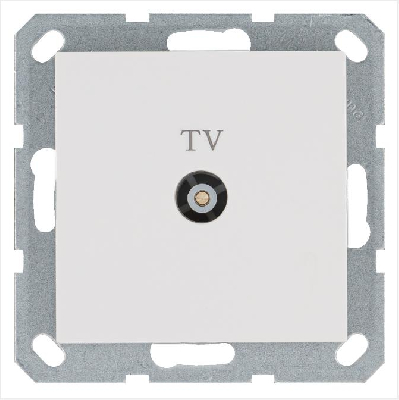 Розетка телевизионная оконечная TV Ф9.5мм механизм бел. глянцевый Jasmart G6001W