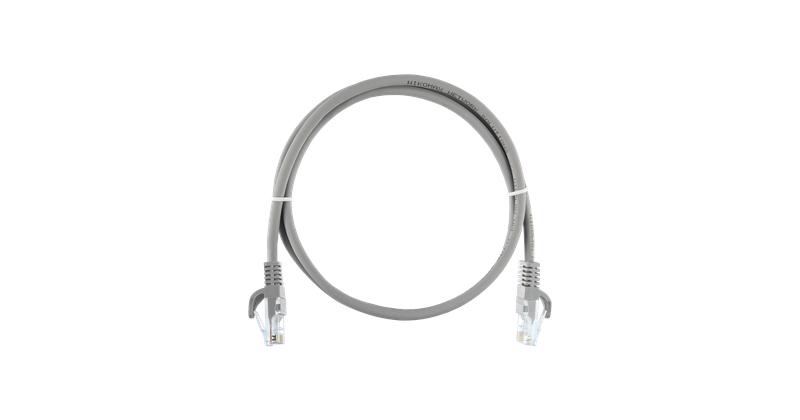 Шнур коммутационный кат.5E (класс D) U/UTP 4 пары 25 AWG (7х0.175мм) 100МГц 2хRJ45 (8P8C) T568B заливной с защитой защелки мж BC чистая медь LSZHнг(А)-HFLTx сер. (дл.1.5м) NIKOMAX NMC-PC4UD55B-ES-015-C-GY