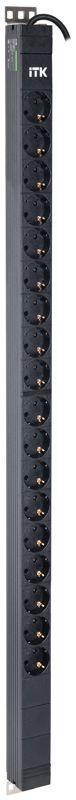 Блок розеток 18 мест PDU верт. 24U 1ф 16А Schuko каб. 3м Schuko ITK PV22-18D-11
