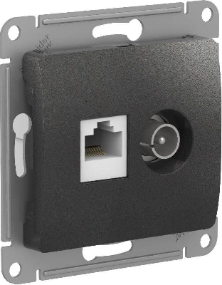 Розетка компьютерная + телевизионная 2-м Glossa RJ45 кат.5E + TV механизм антрацит SE GSL000789