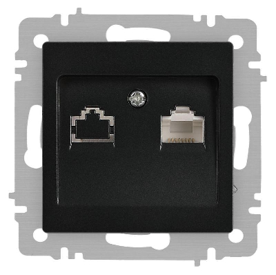 Розетка компьютерная 1-м СП Accent 6-303-05 RJ45 IP20 антрацит Intro Б0063634