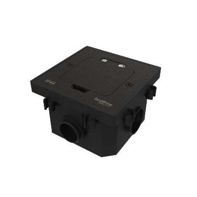 Лючок MultiDesk MDK20 на 2мод. IP44 с монтажной коробкой для бетонных полов черн. матов. SE MDK20202MBC